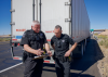 AZDPS troopers conduct an inspection on a tractor-trailer near I-10 in Eloy during Operation Southern Shield.